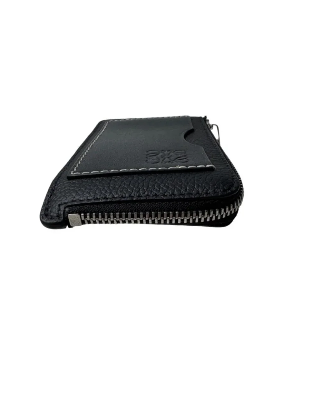 Loewe Anagram L-shaped Zipper Coin Purse Card Case Black